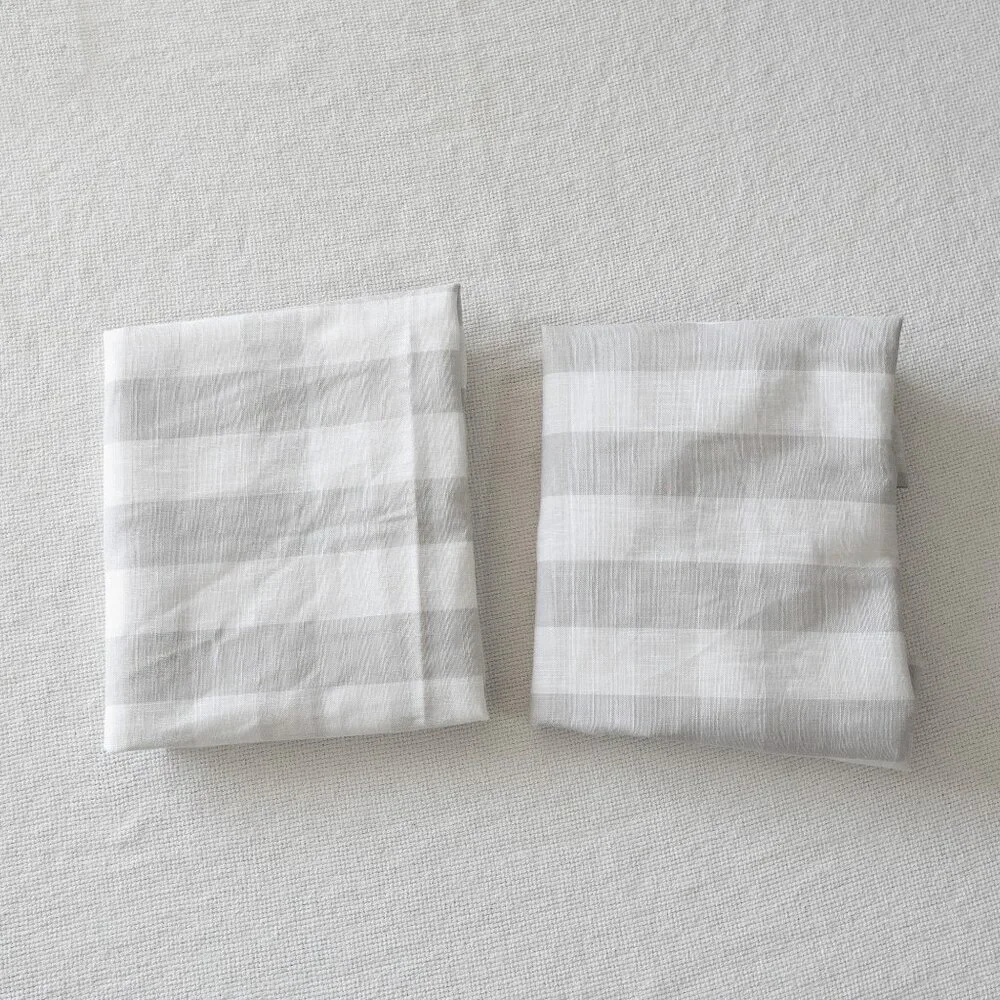Threshold King Pillow Shams Set of 2 Gray Gingham 100% Cotton Farmhouse 20x36